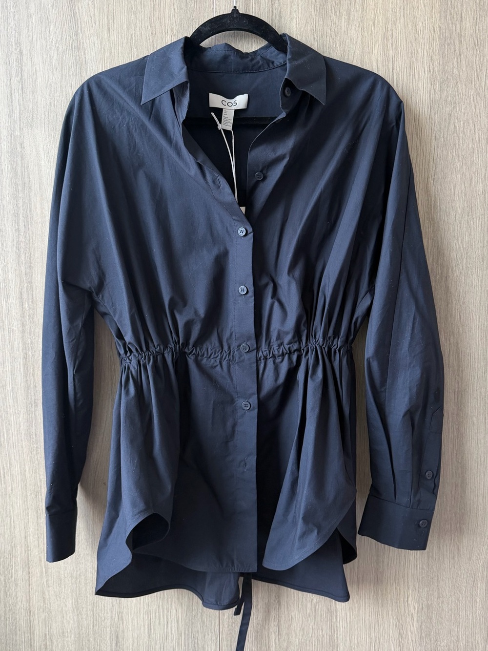COS Navy Button-Front Drawstring Waist Shirt- tags on brand new!